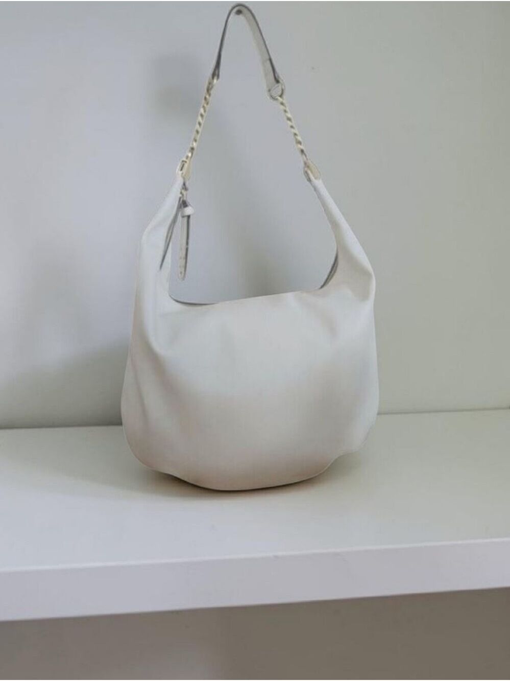 INC International Concepts "Patti" White Faux Leather Hobo Shoulder Bag